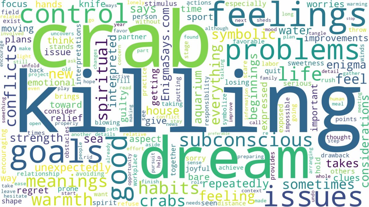 dream of killing crab and related dreams with their meanings in a word cloud