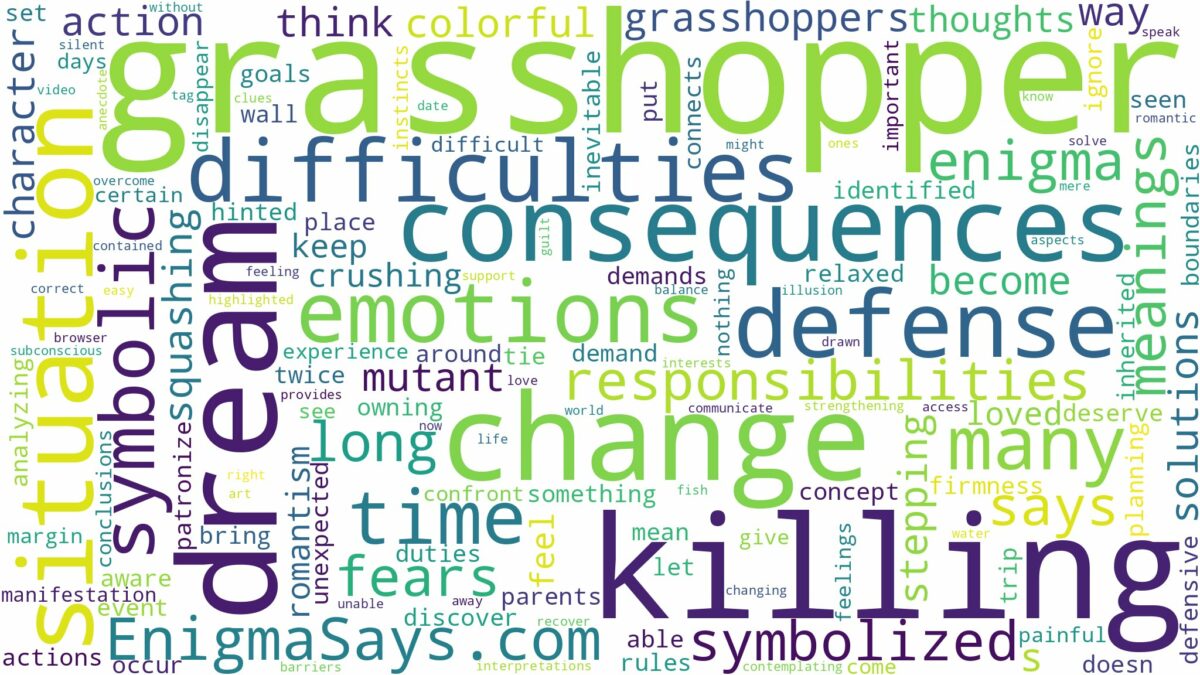 dream of killing grasshopper and related dreams with their meanings in a word cloud