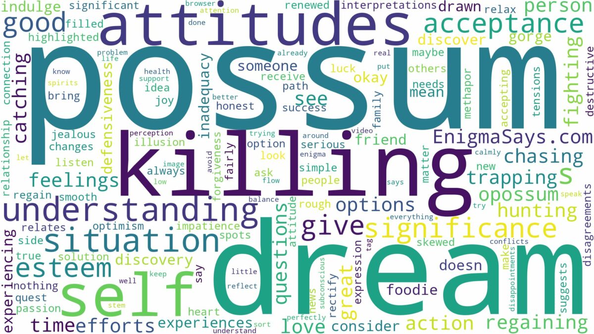 dream of killing possum and related dreams with their meanings in a word cloud