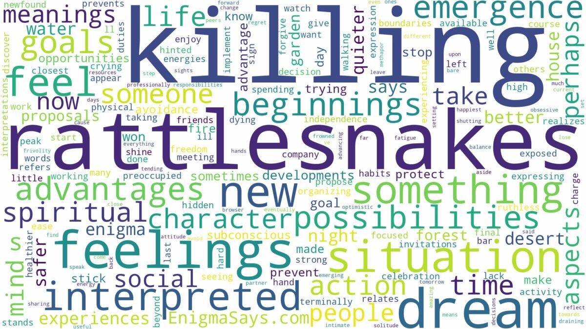 dream of killing rattlesnakes and related dreams with their meanings in a word cloud