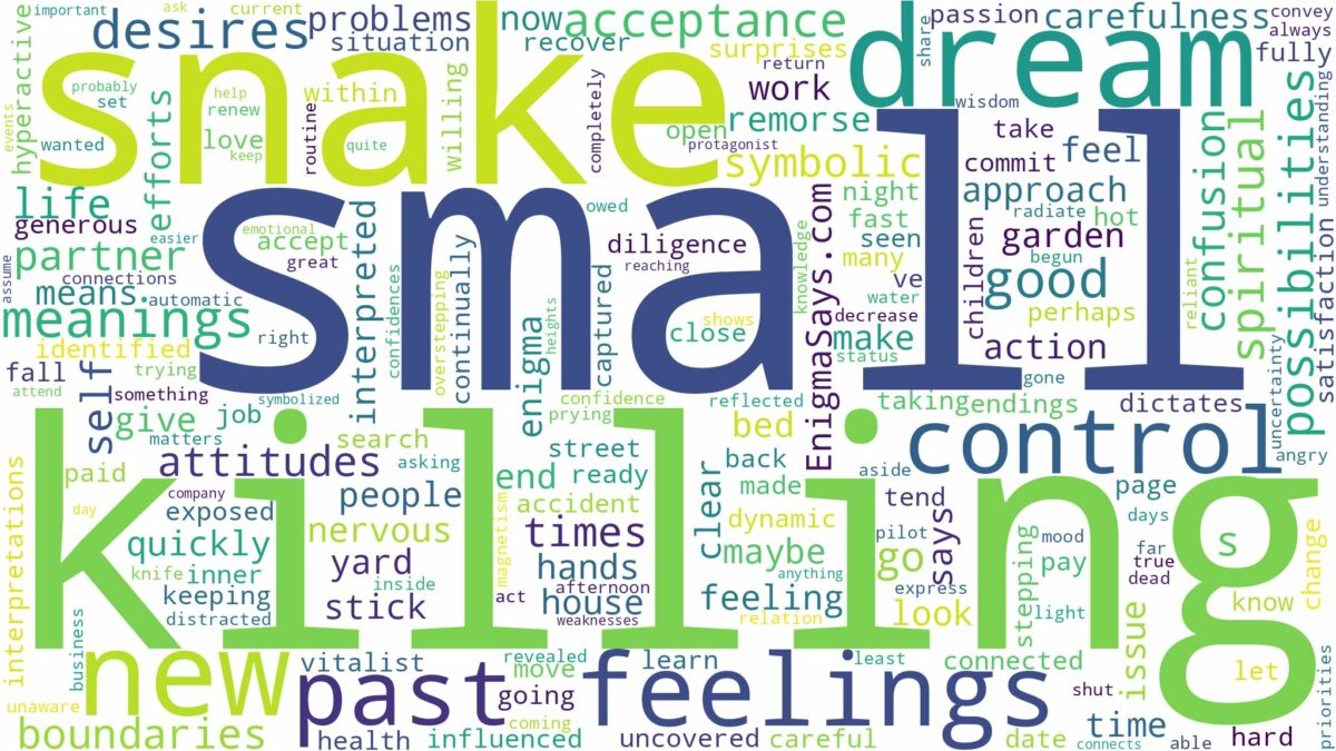 dreaming of killing small snake and related dreams with their meanings in a word cloud