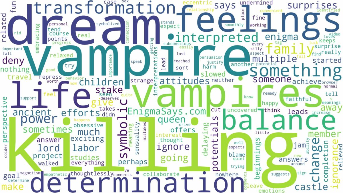 dream of killing vampires and related dreams with their meanings in a word cloud