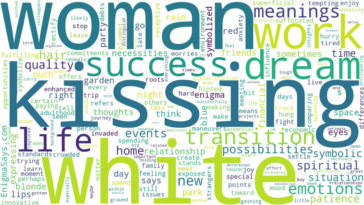 dreaming of kissing a white woman and related dreams with their meanings in a word cloud