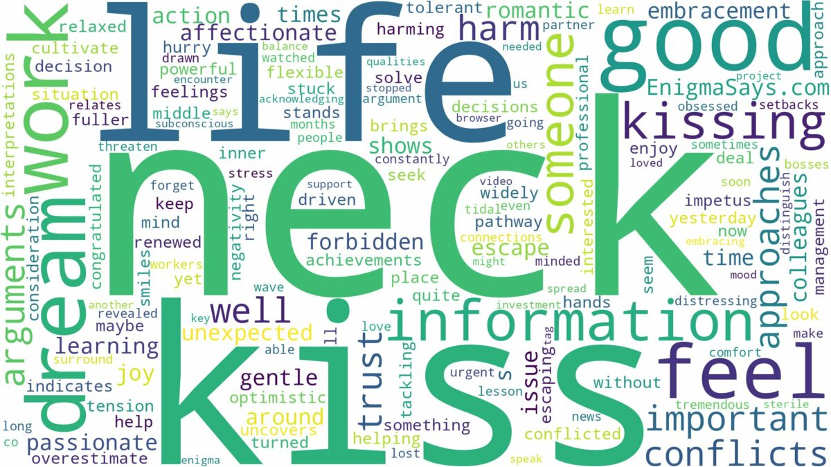 dreaming of kissing someone on the neck and related dreams with their meanings in a word cloud