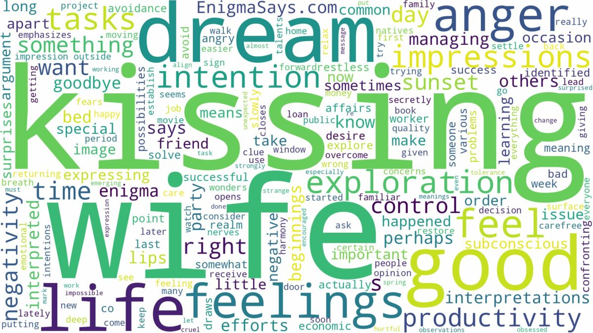 dream of kissing your wife and related dreams with their meanings in a word cloud