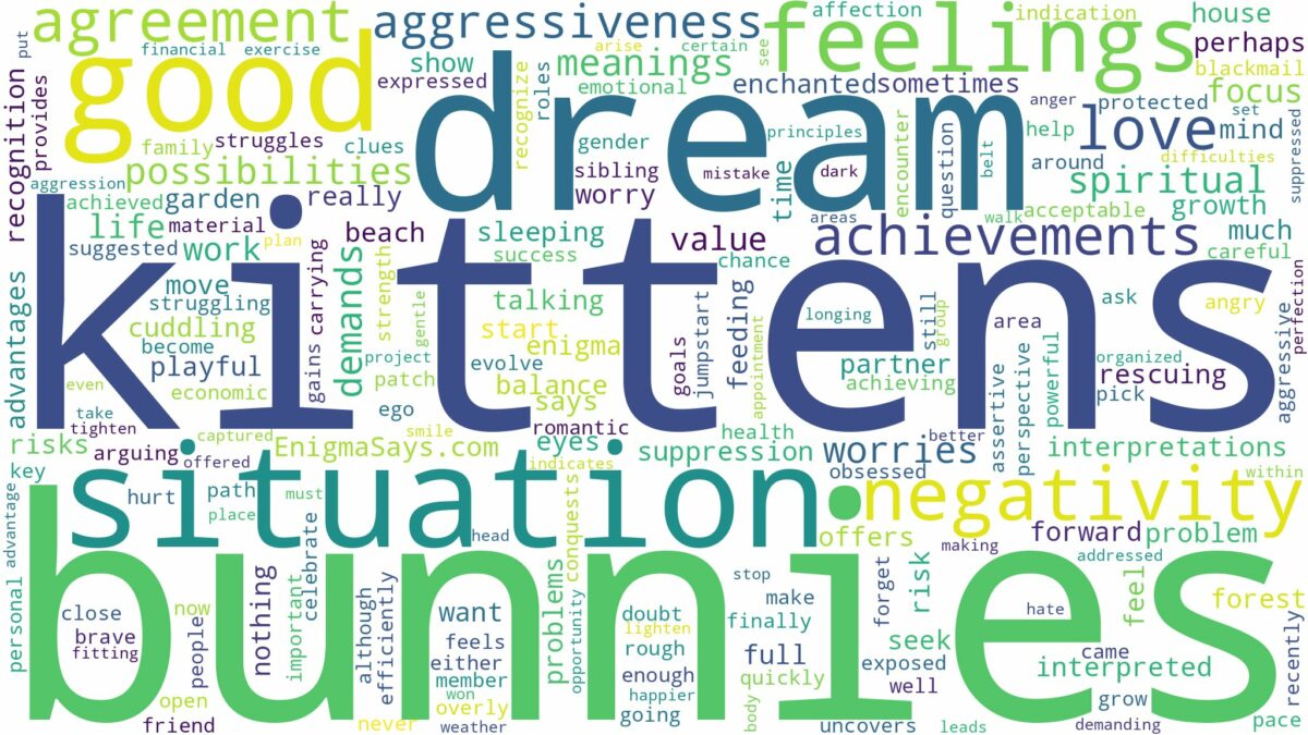 dreams about kittens and bunnies and related dreams with their meanings in a word cloud