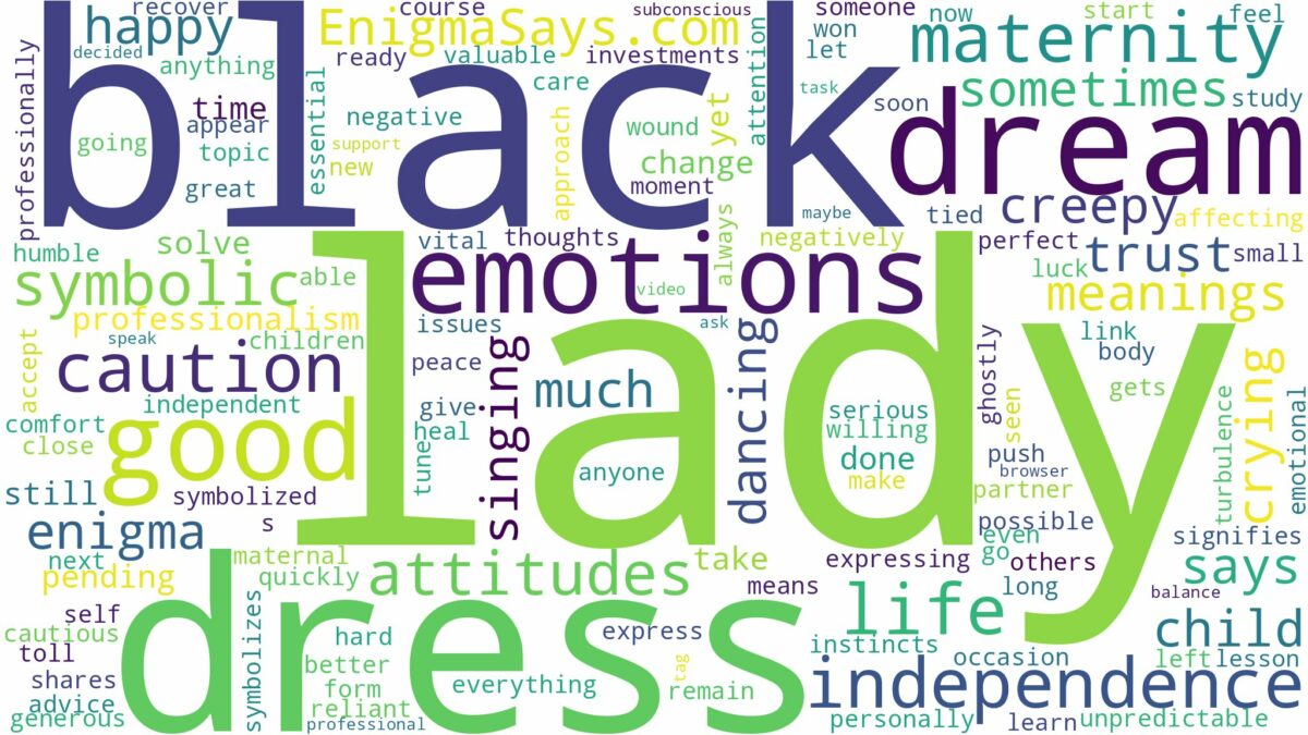 dream about lady in black dress and related dreams with their meanings in a word cloud