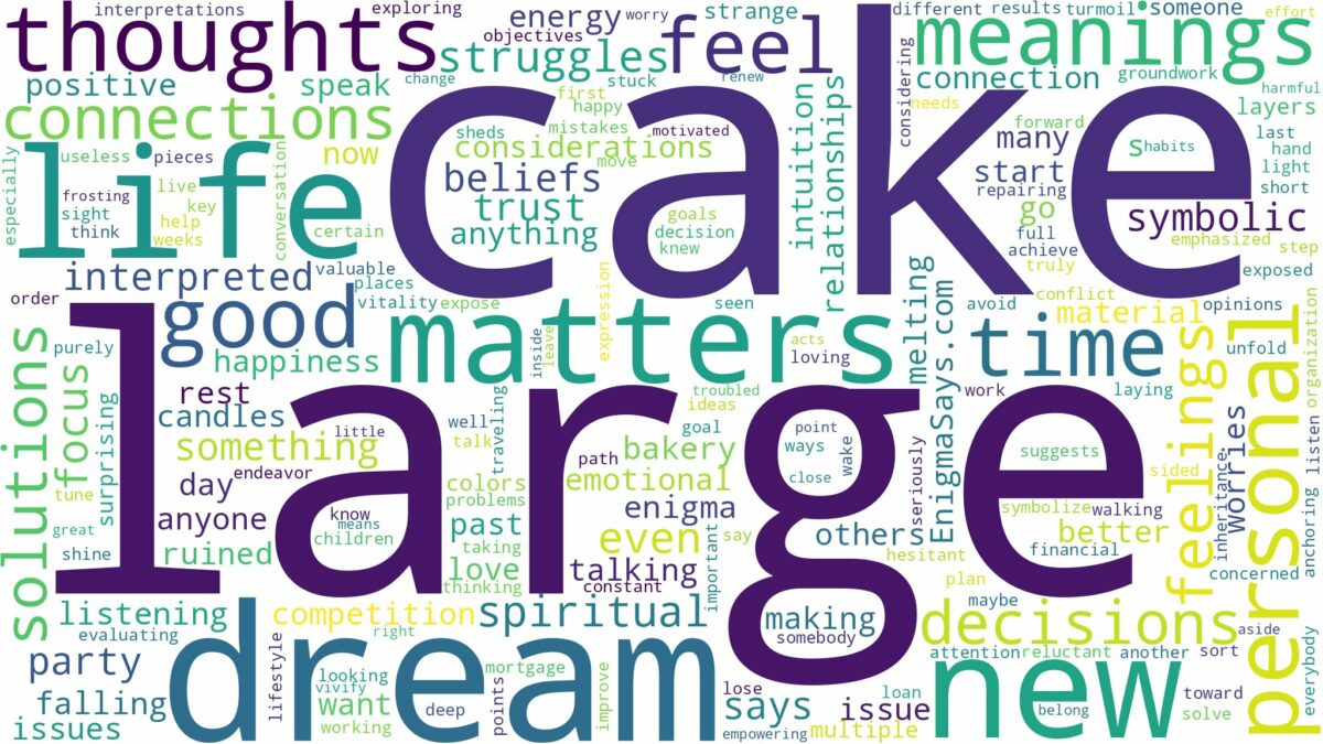 dream about large cake and related dreams with their meanings in a word cloud