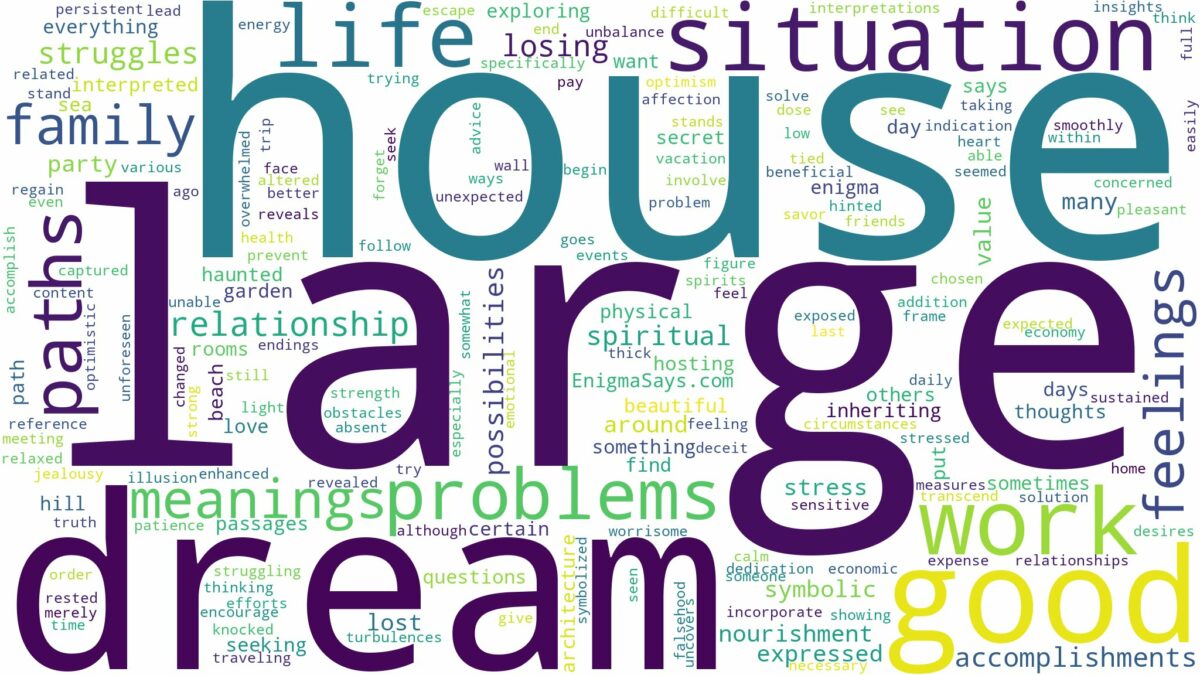 dream about large house and related dreams with their meanings in a word cloud