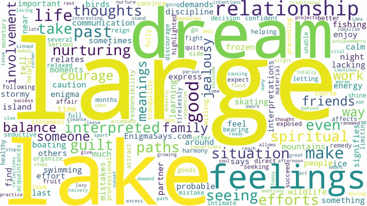 dream about large lake and related dreams with their meanings in a word cloud