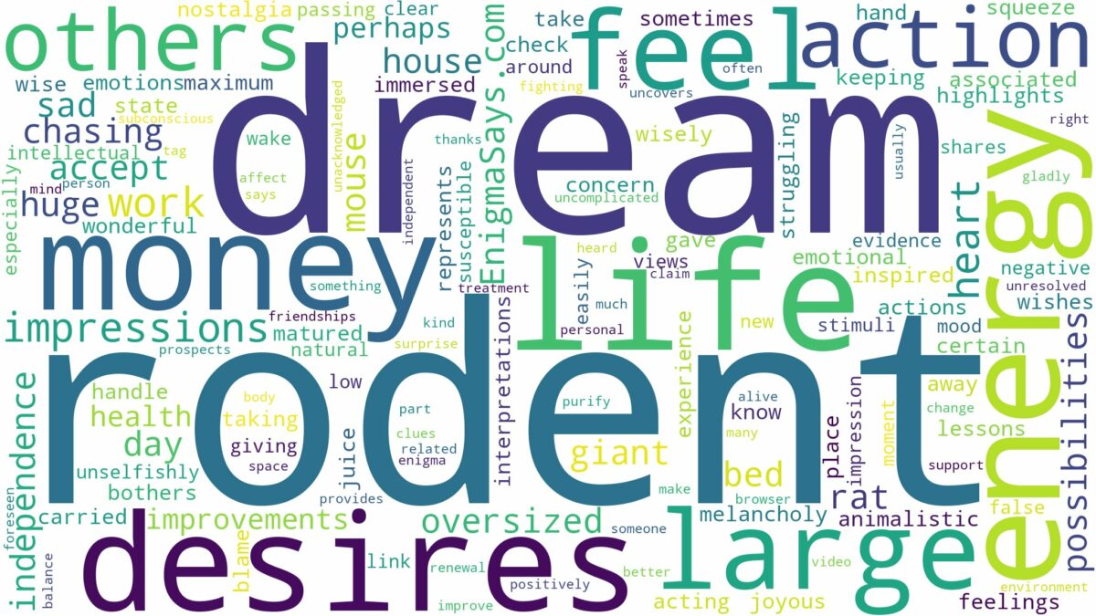 dream about large rodent and related dreams with their meanings in a word cloud