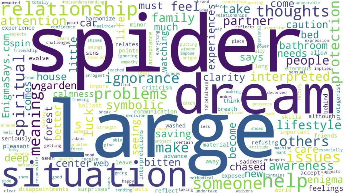 dream about large spider and related dreams with their meanings in a word cloud