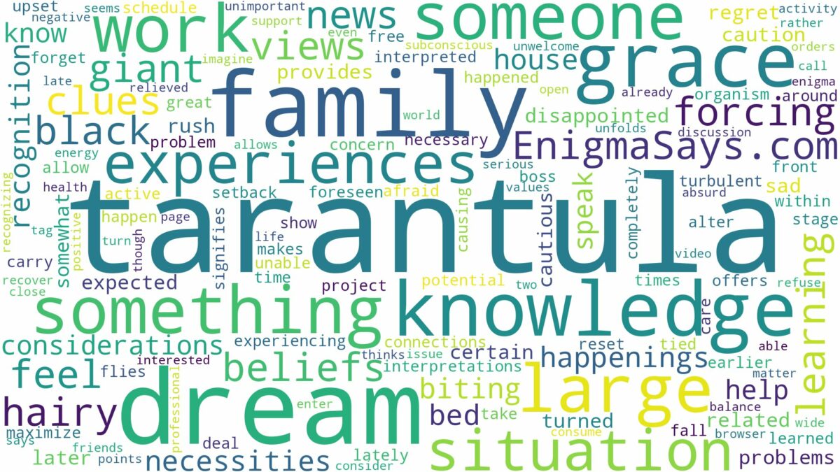 dream about large tarantula and related dreams with their meanings in a word cloud