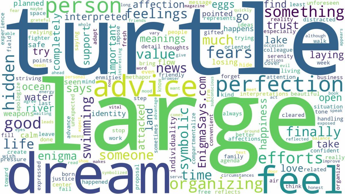 dream about large turtle and related dreams with their meanings in a word cloud