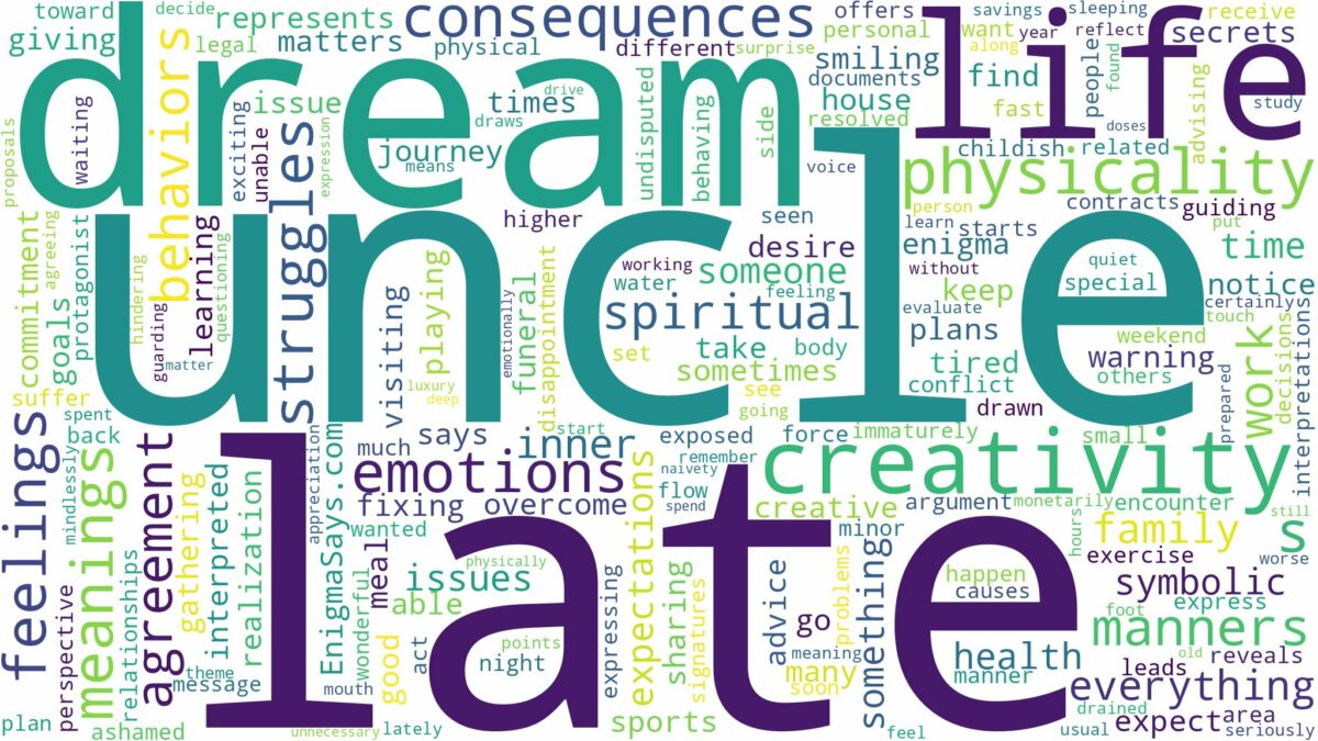 dream about late uncle and related dreams with their meanings in a word cloud