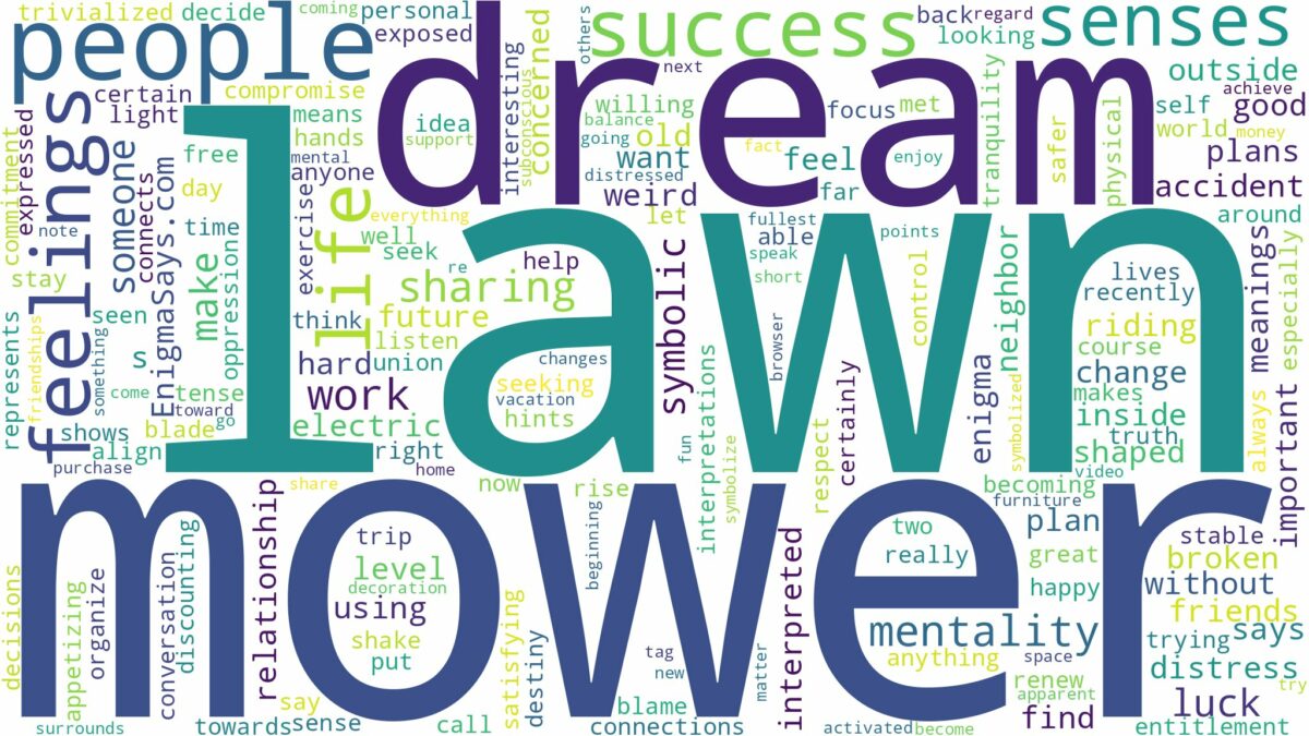 dream about lawn mower and related dreams with their meanings in a word cloud