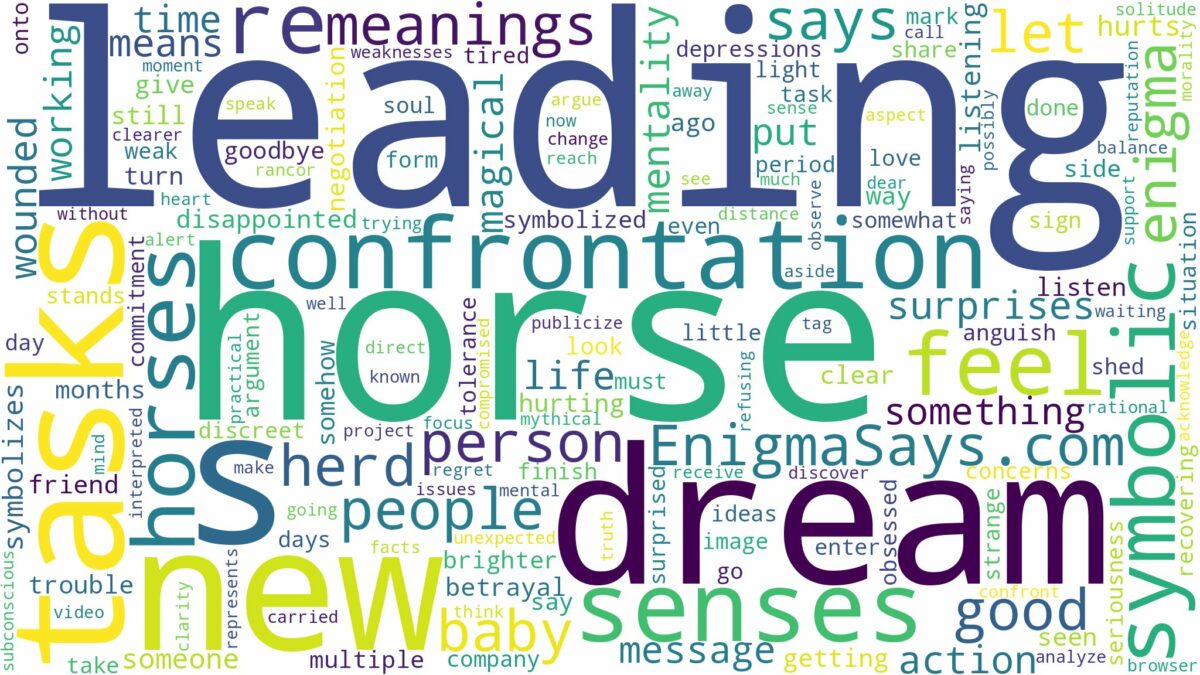 dream of leading a horse and related dreams with their meanings in a word cloud