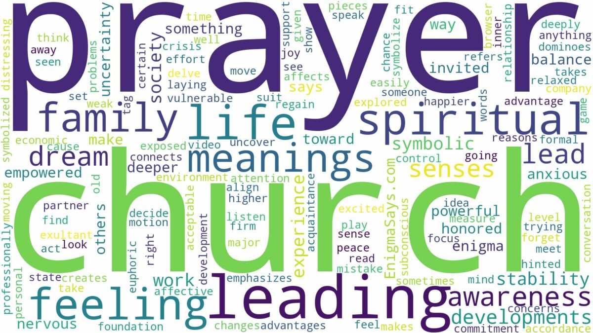 dreaming of leading prayer in church and related dreams with their meanings in a word cloud