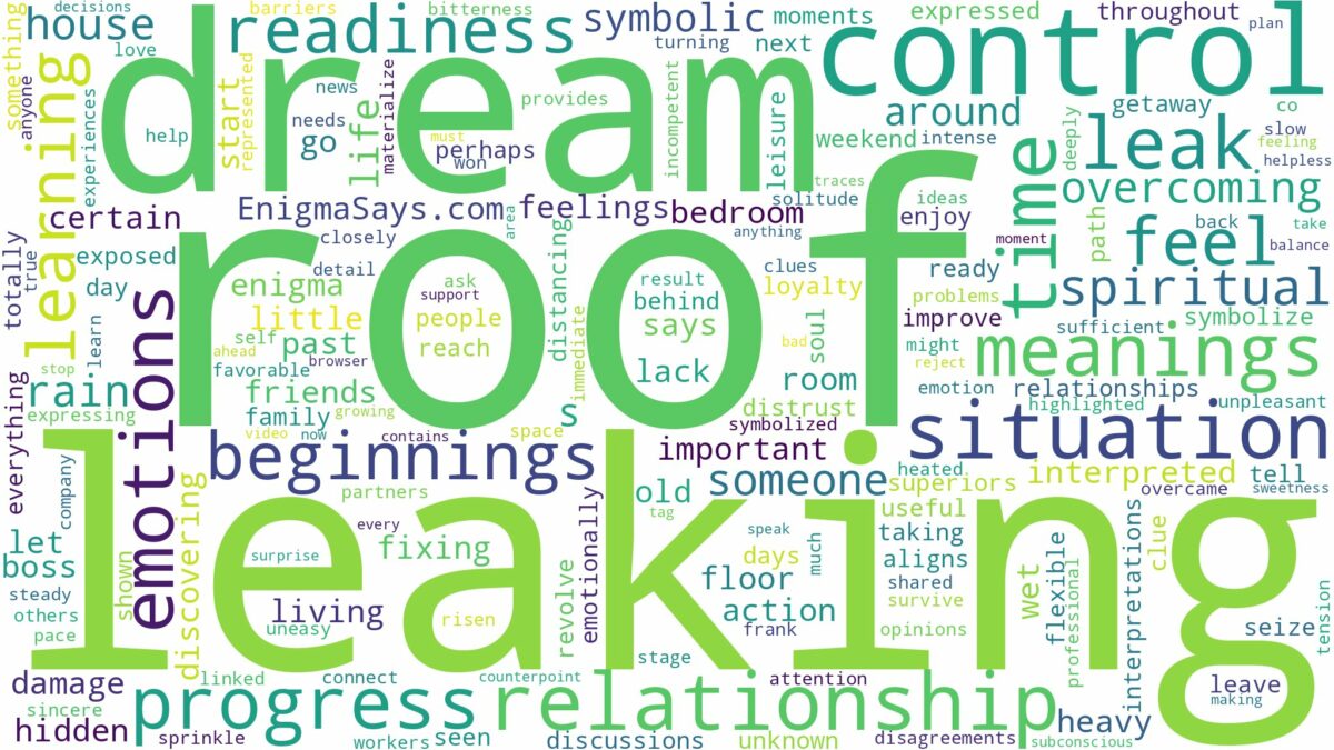 dream about leak in roof and related dreams with their meanings in a word cloud