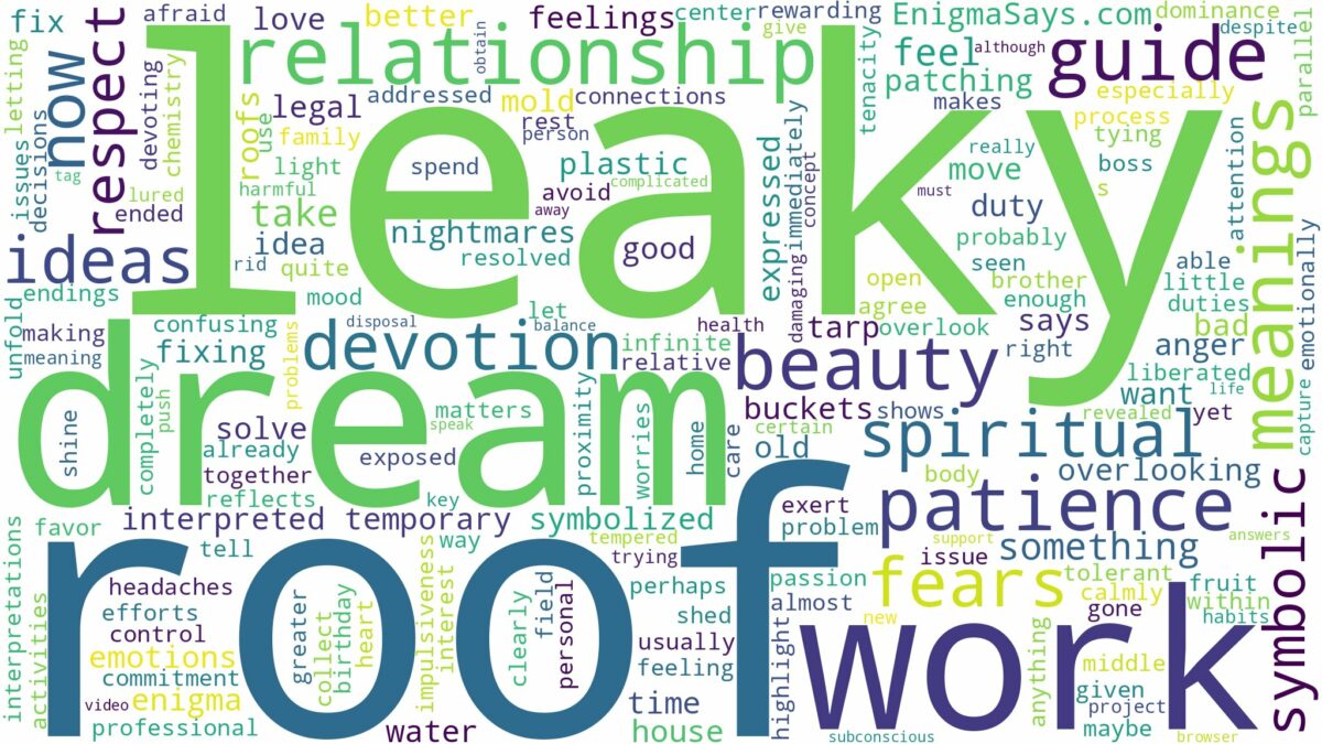 dream about leaky roof and related dreams with their meanings in a word cloud