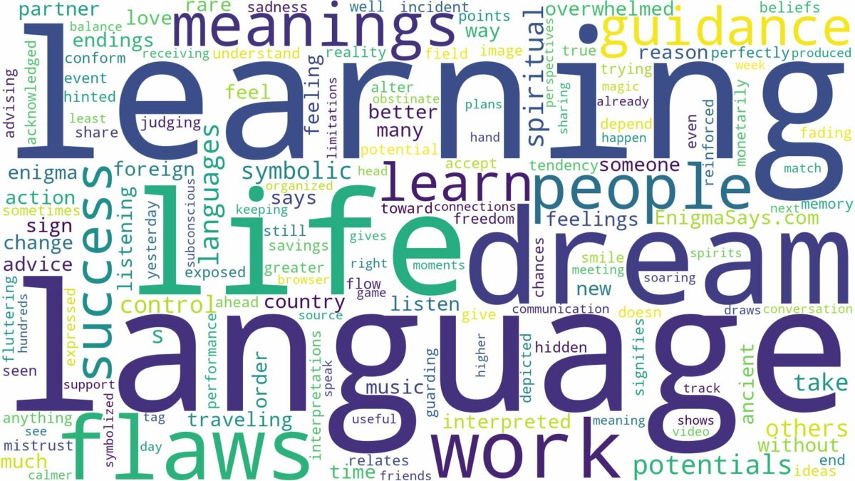 dream of learning a language and related dreams with their meanings in a word cloud