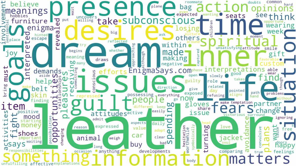 dream about leather and related dreams with their meanings in a word cloud