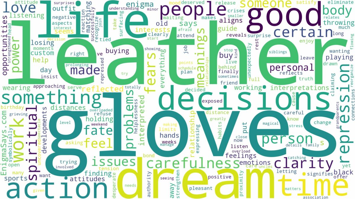 dream about leather gloves and related dreams with their meanings in a word cloud