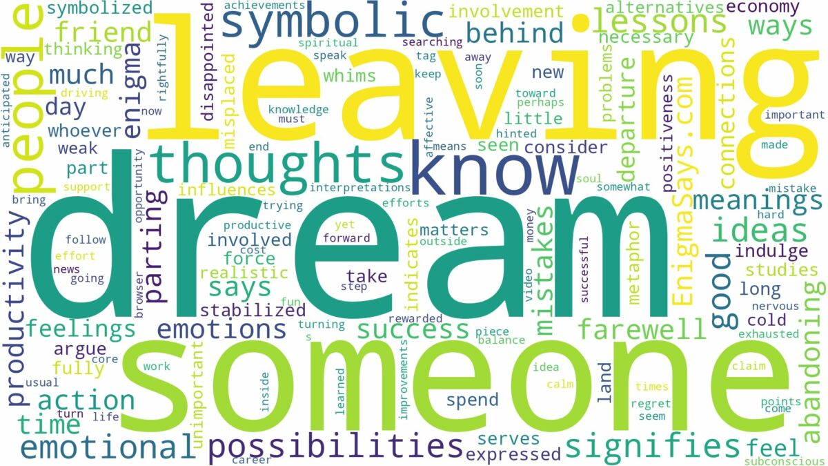 dream of leaving someone and related dreams with their meanings in a word cloud