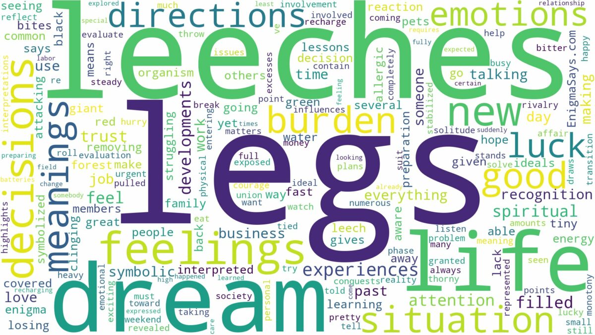 dreams about leeches on legs and related dreams with their meanings in a word cloud