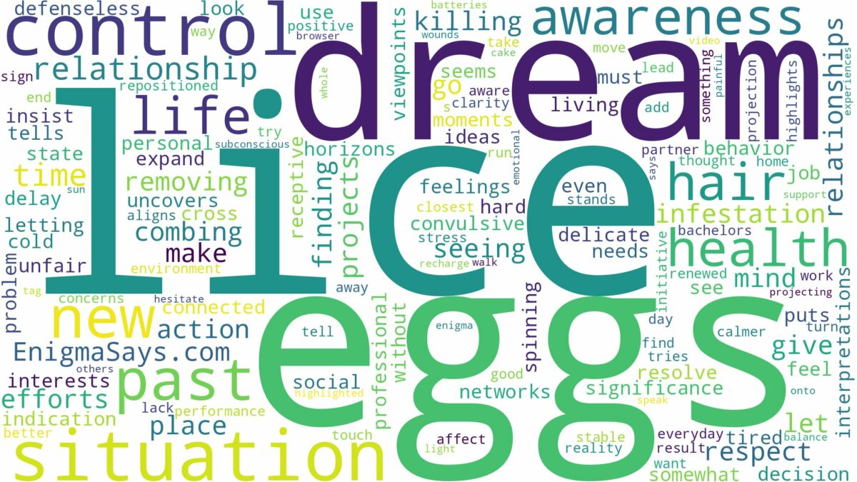 dream about lice eggs in hair and related dreams with their meanings in a word cloud