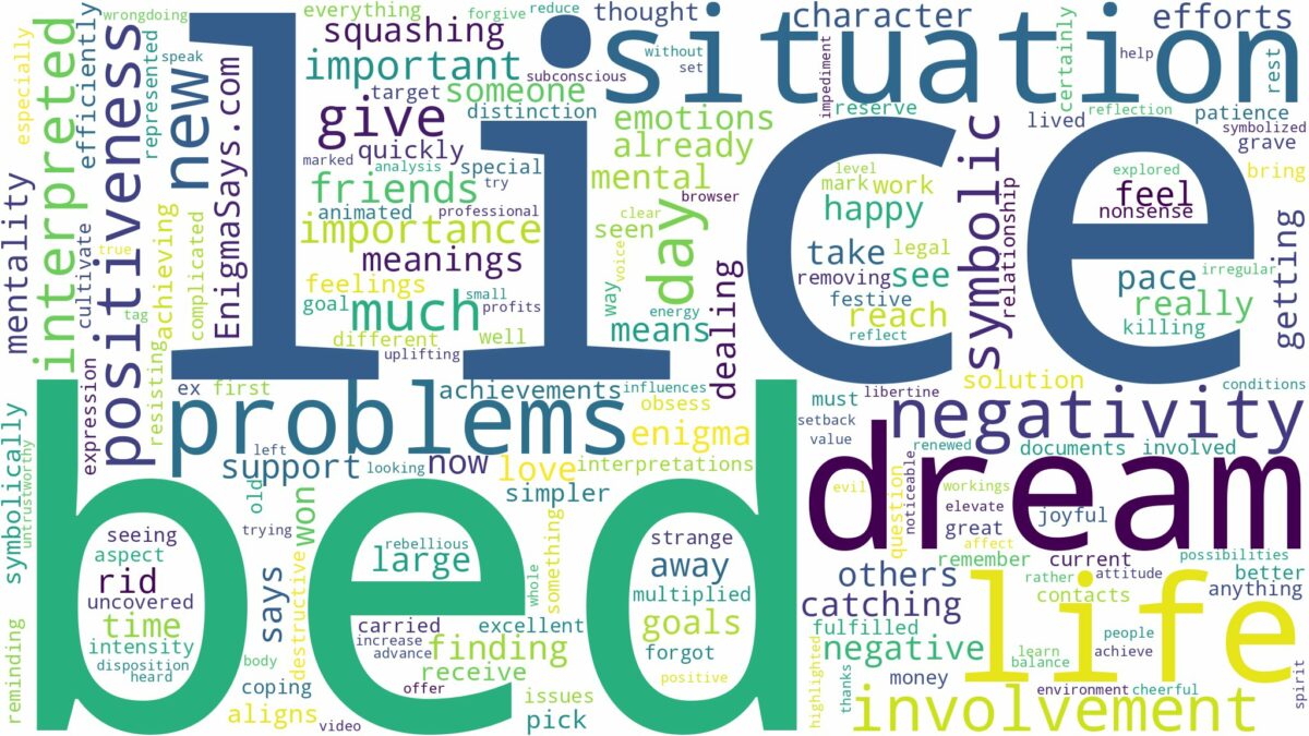 dream about lice in bed and related dreams with their meanings in a word cloud