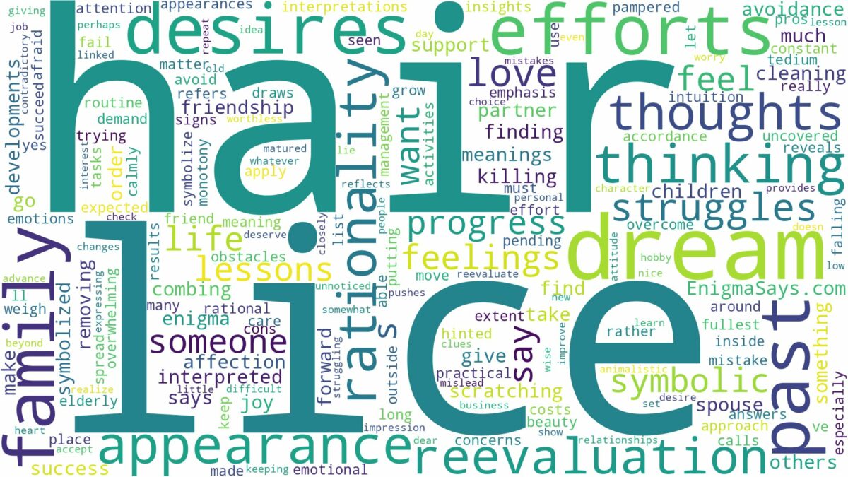 dream about lice in hair and related dreams with their meanings in a word cloud