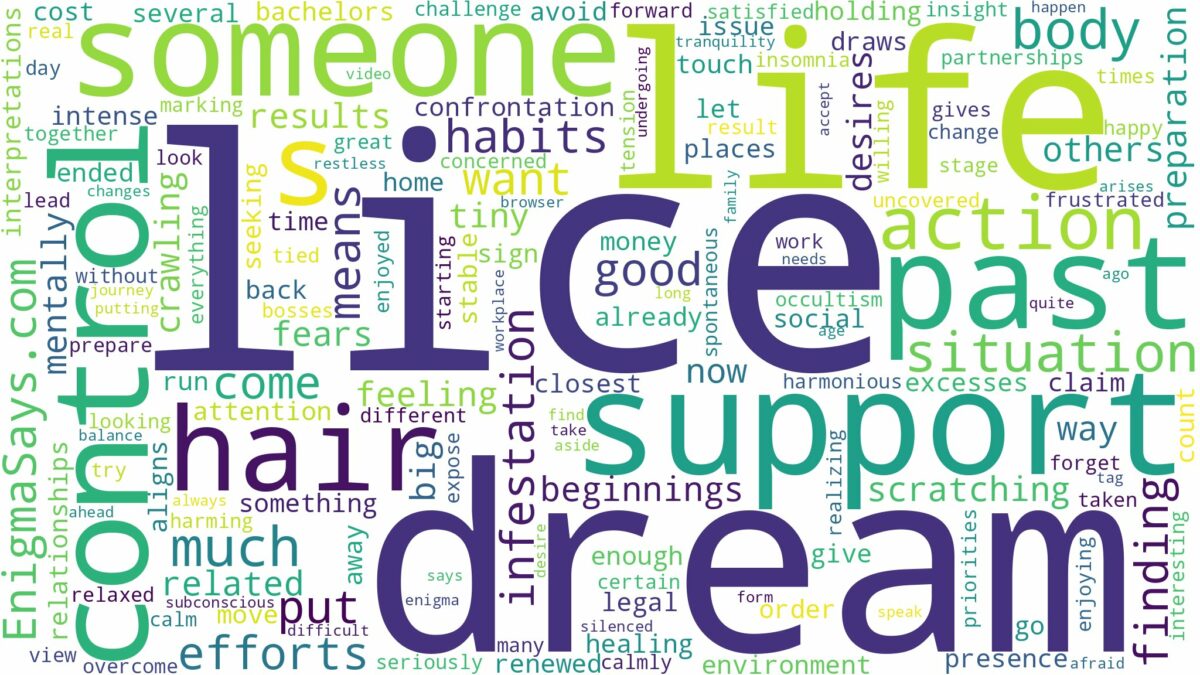 dream about lice in someone's hair and related dreams with their meanings in a word cloud