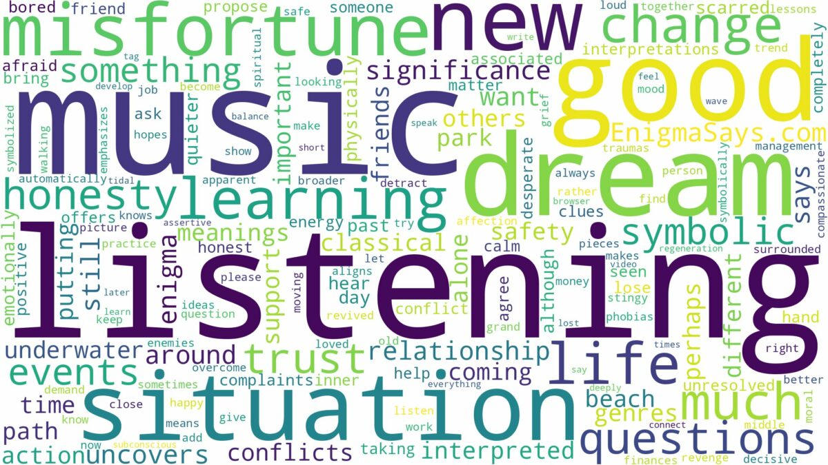 dream of listening to music and related dreams with their meanings in a word cloud