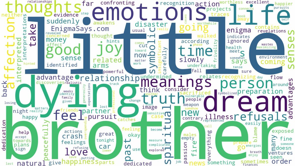 dreaming about little brother dying and related dreams with their meanings in a word cloud