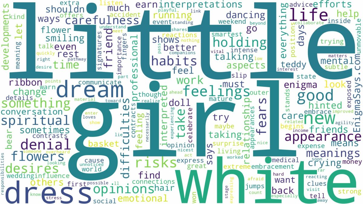 dream about little girl in white dress and related dreams with their meanings in a word cloud