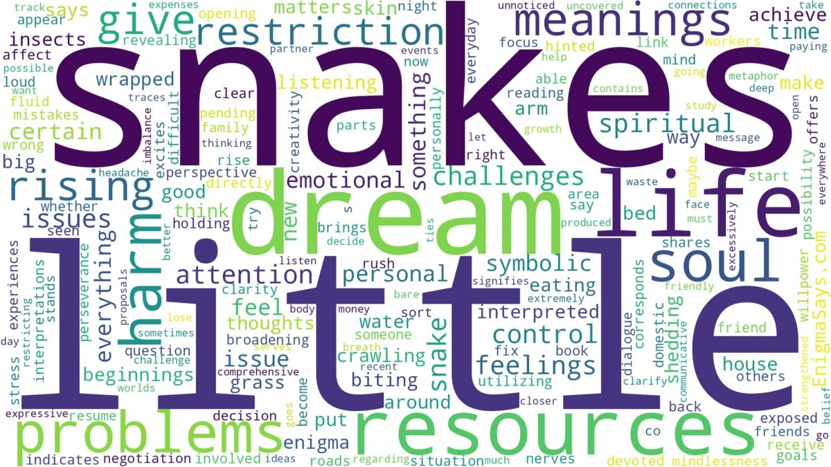 dream about little snakes and related dreams with their meanings in a word cloud