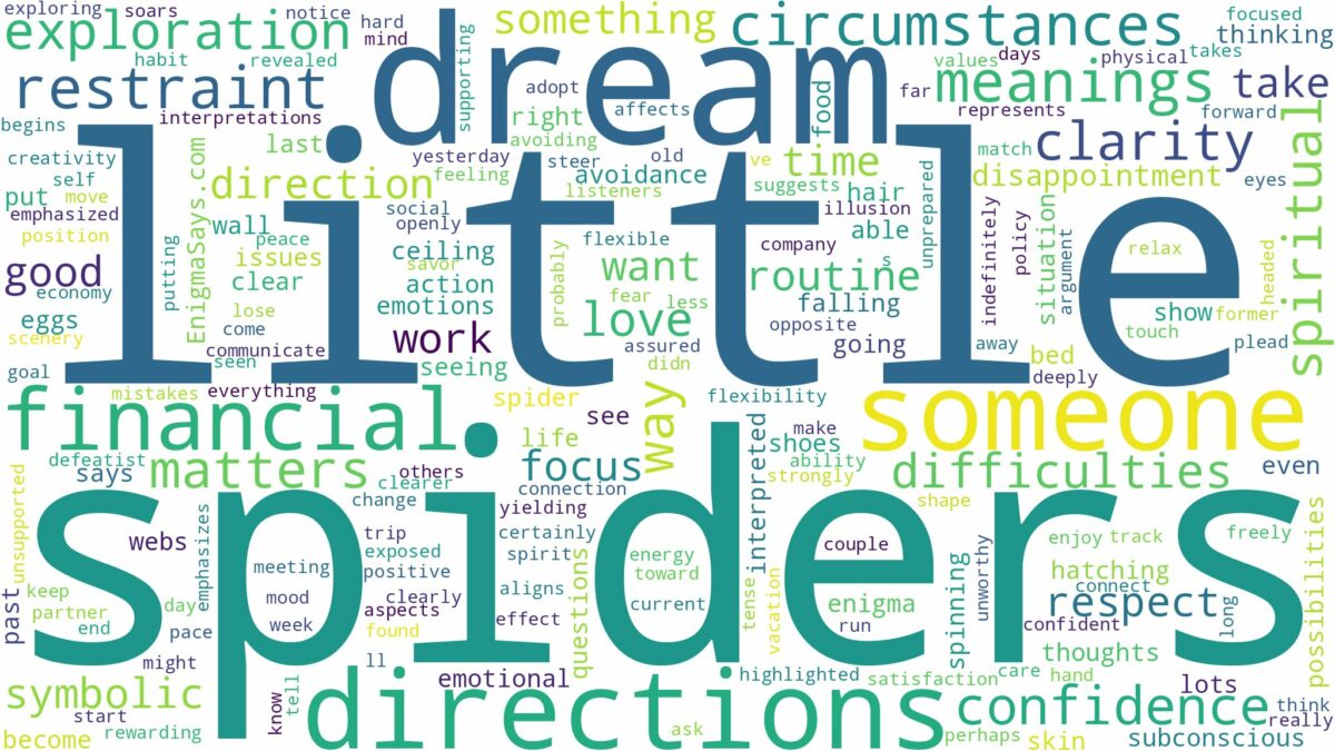 dream about little spiders and related dreams with their meanings in a word cloud