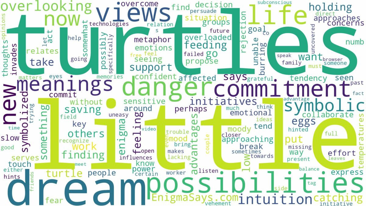 dream about little turtles and related dreams with their meanings in a word cloud