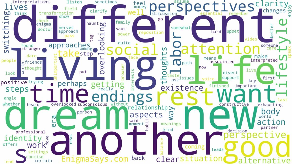 dreaming of living another life and related dreams with their meanings in a word cloud