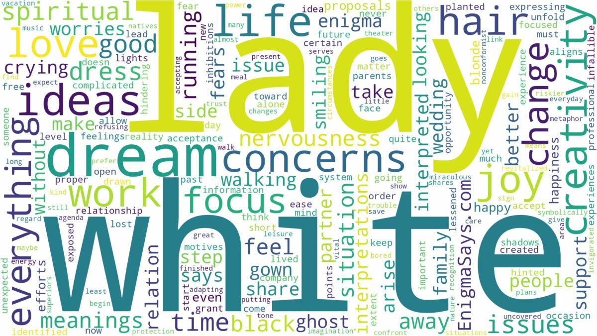 dream about a lady in white and related dreams with their meanings in a word cloud