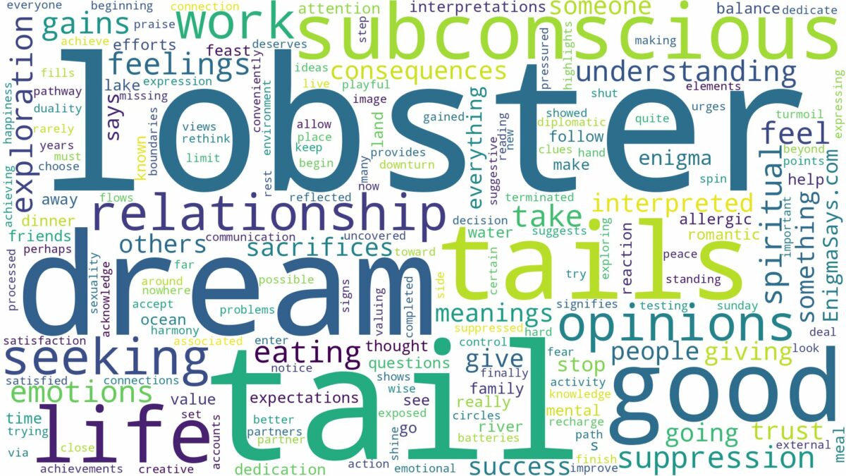 dream about lobster tail and related dreams with their meanings in a word cloud