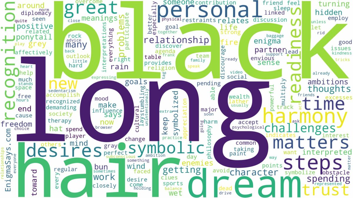 dream about long black hair and related dreams with their meanings in a word cloud