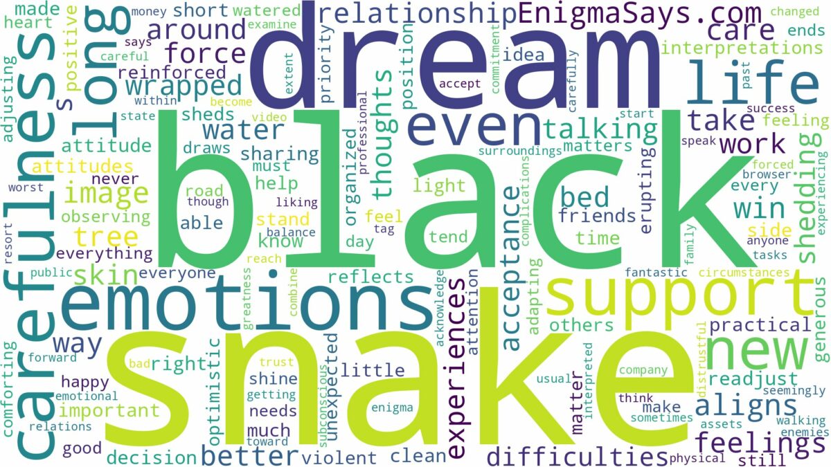 dream about long black snake and related dreams with their meanings in a word cloud