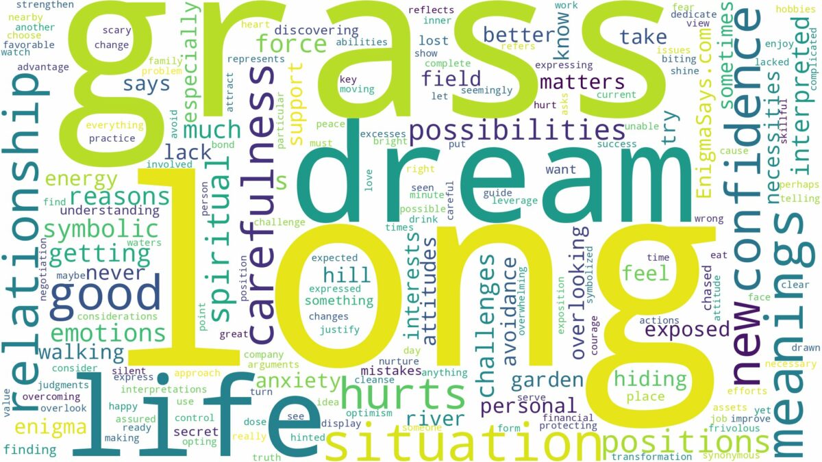 dream about long grass and related dreams with their meanings in a word cloud