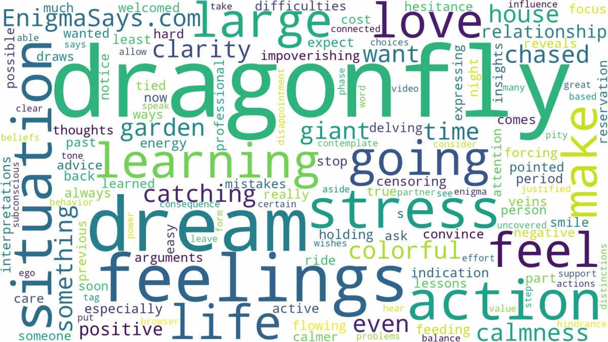 dream about a large dragonfly and related dreams with their meanings in a word cloud