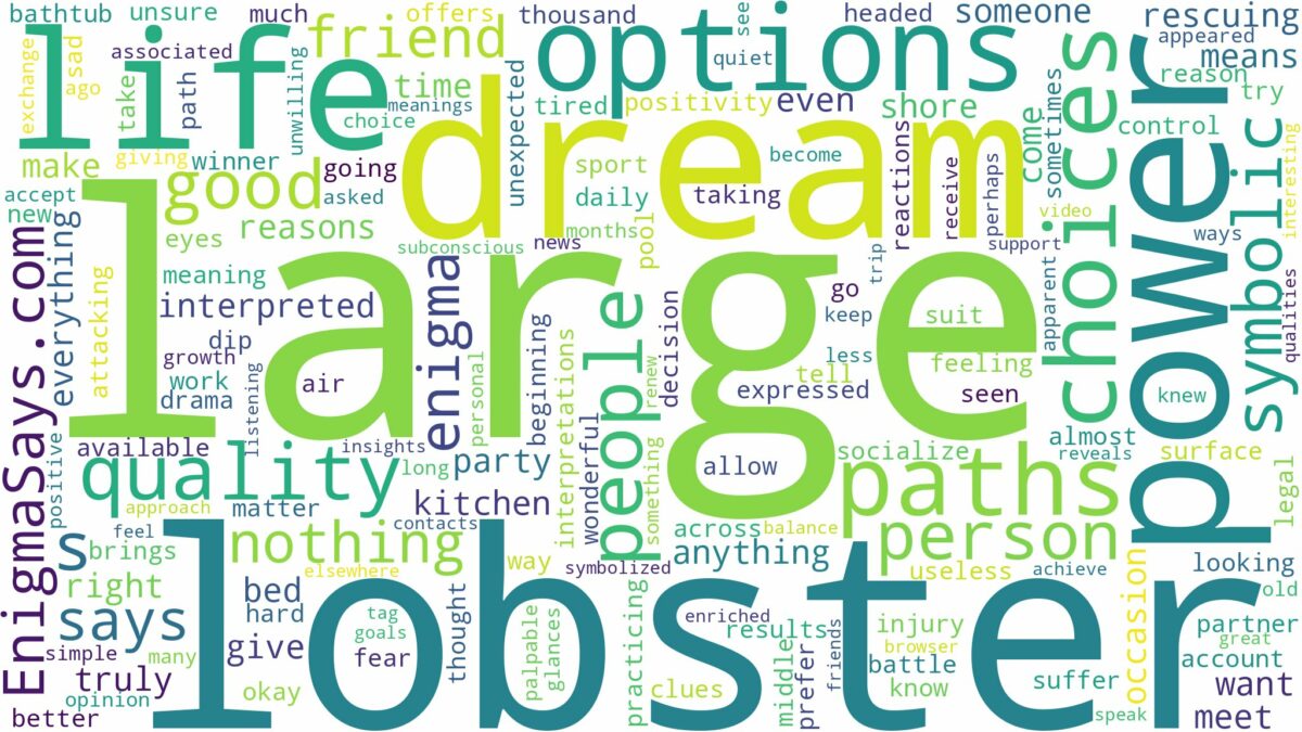 dream about a large lobster and related dreams with their meanings in a word cloud