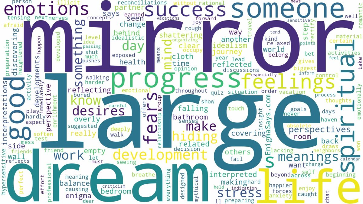 dream about a large mirror and related dreams with their meanings in a word cloud