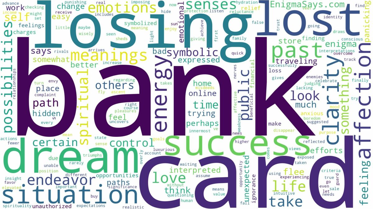 dreaming of losing bank card and related dreams with their meanings in a word cloud