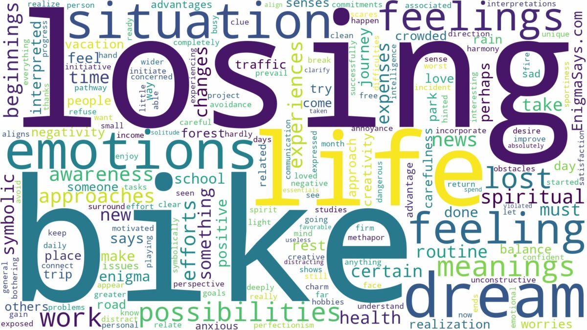 dream of losing bike and related dreams with their meanings in a word cloud